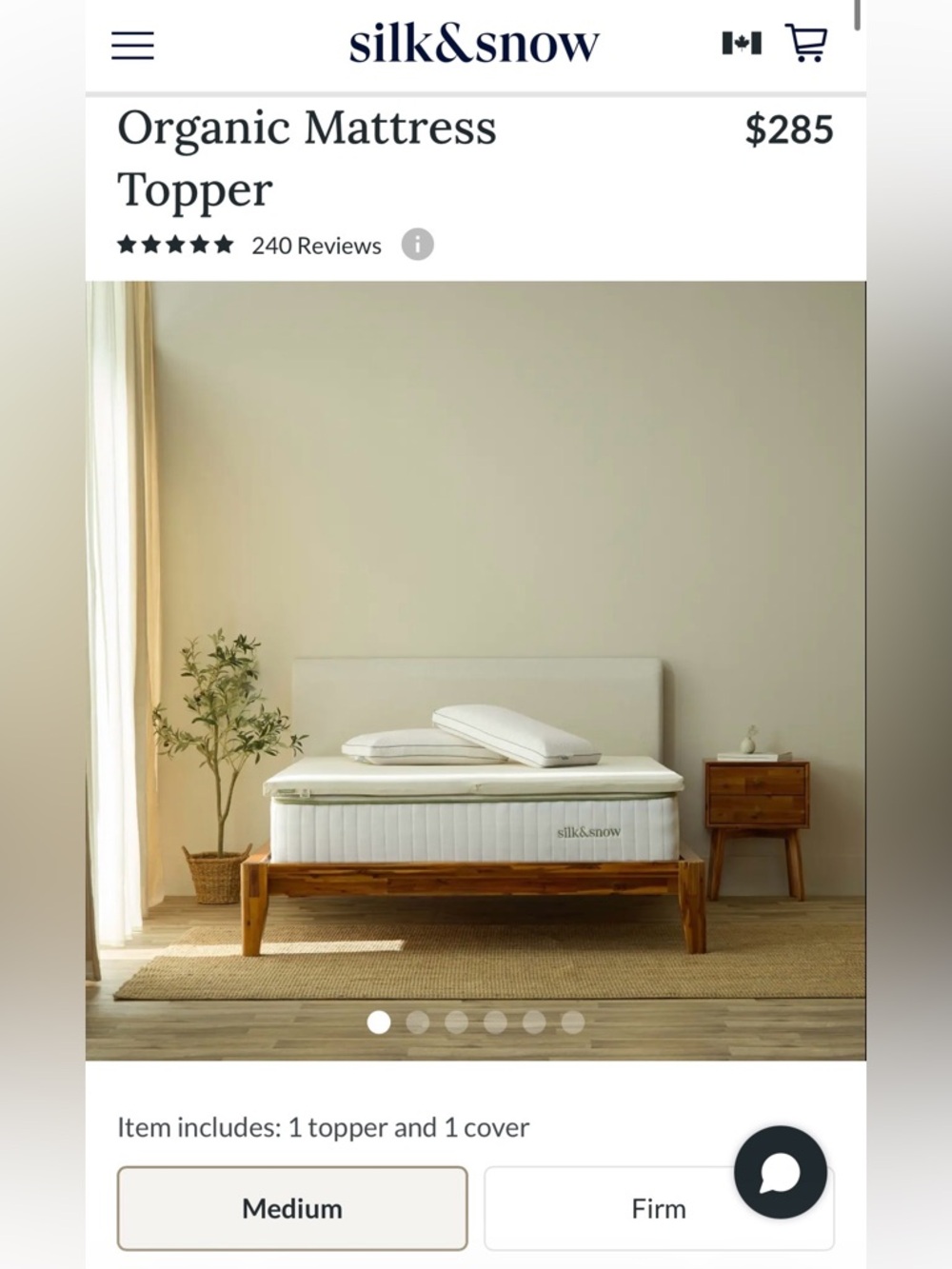 $322.05 New! Silk&Snow Organic Mattress Topper, Twin